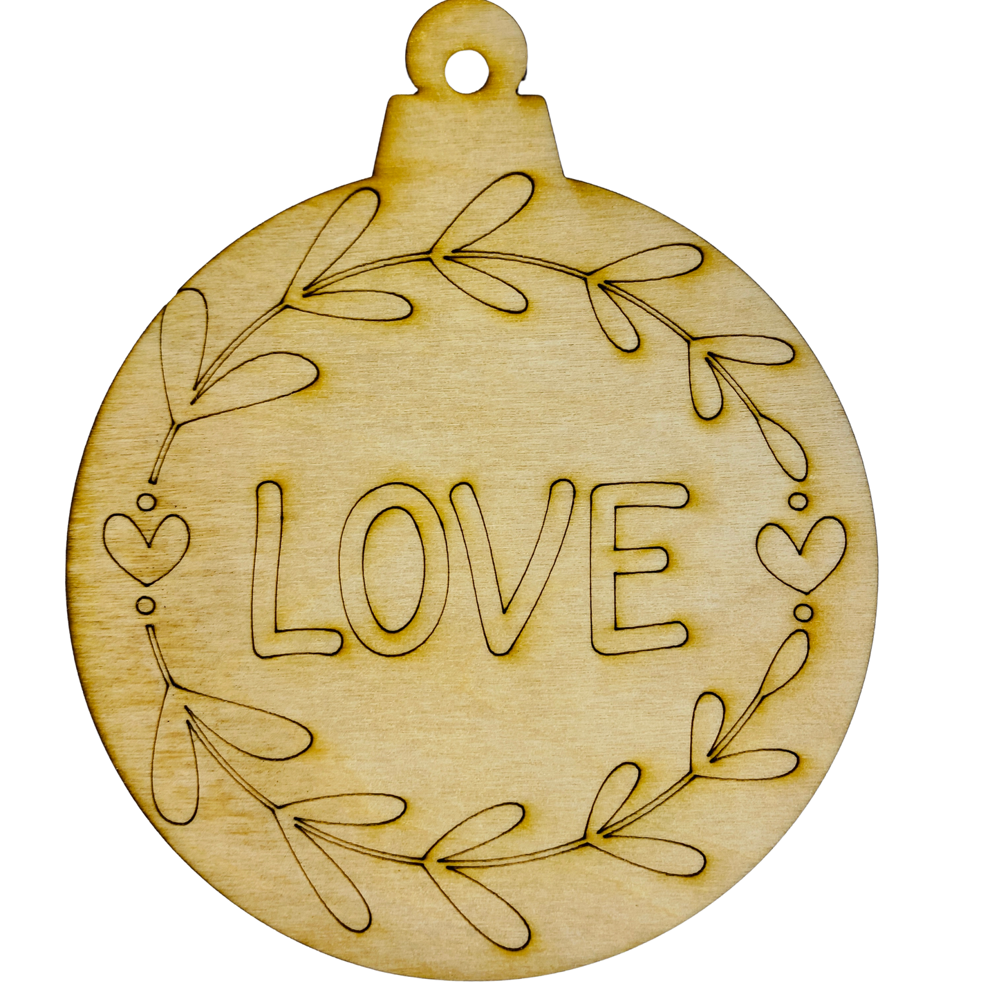 4" Wide 1/8" MDF Wood Ornaments - Love