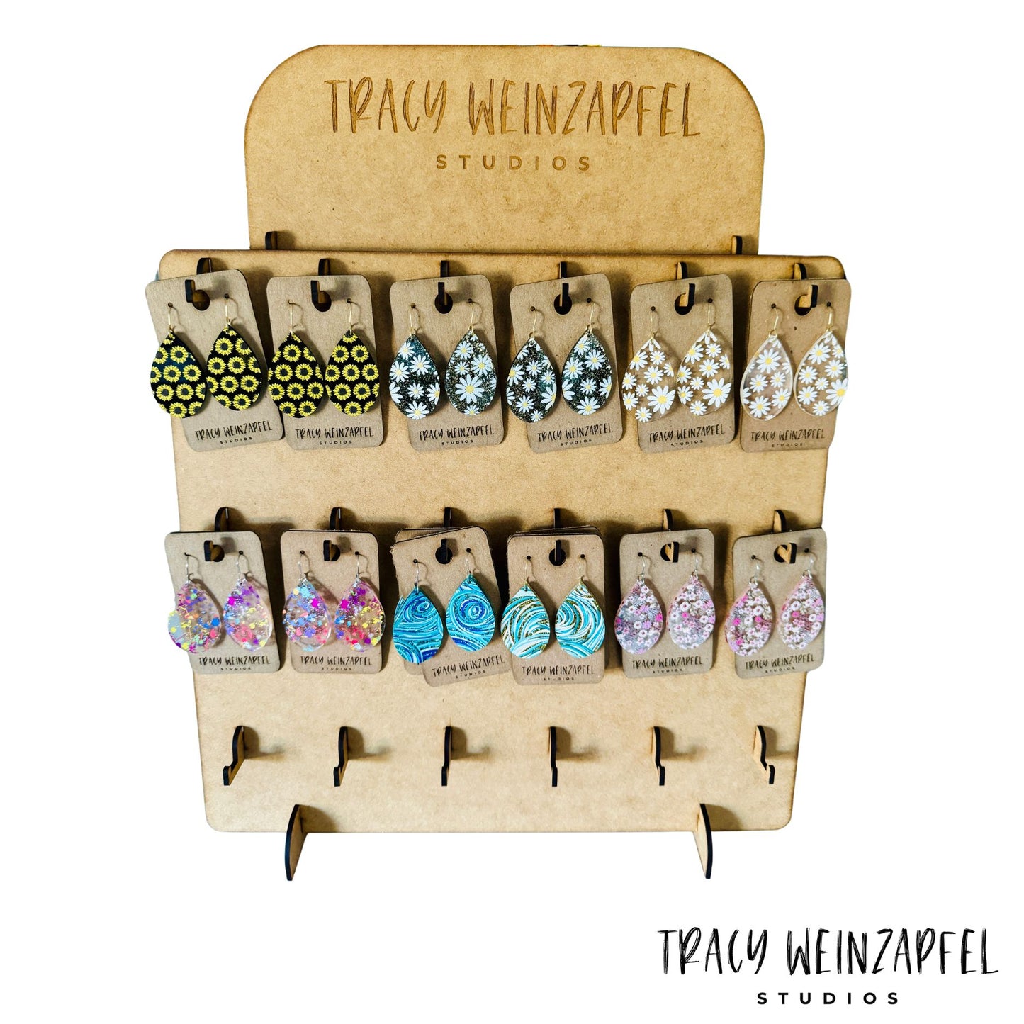 Teardrop Acrylic Earrings - Butterfly Clear