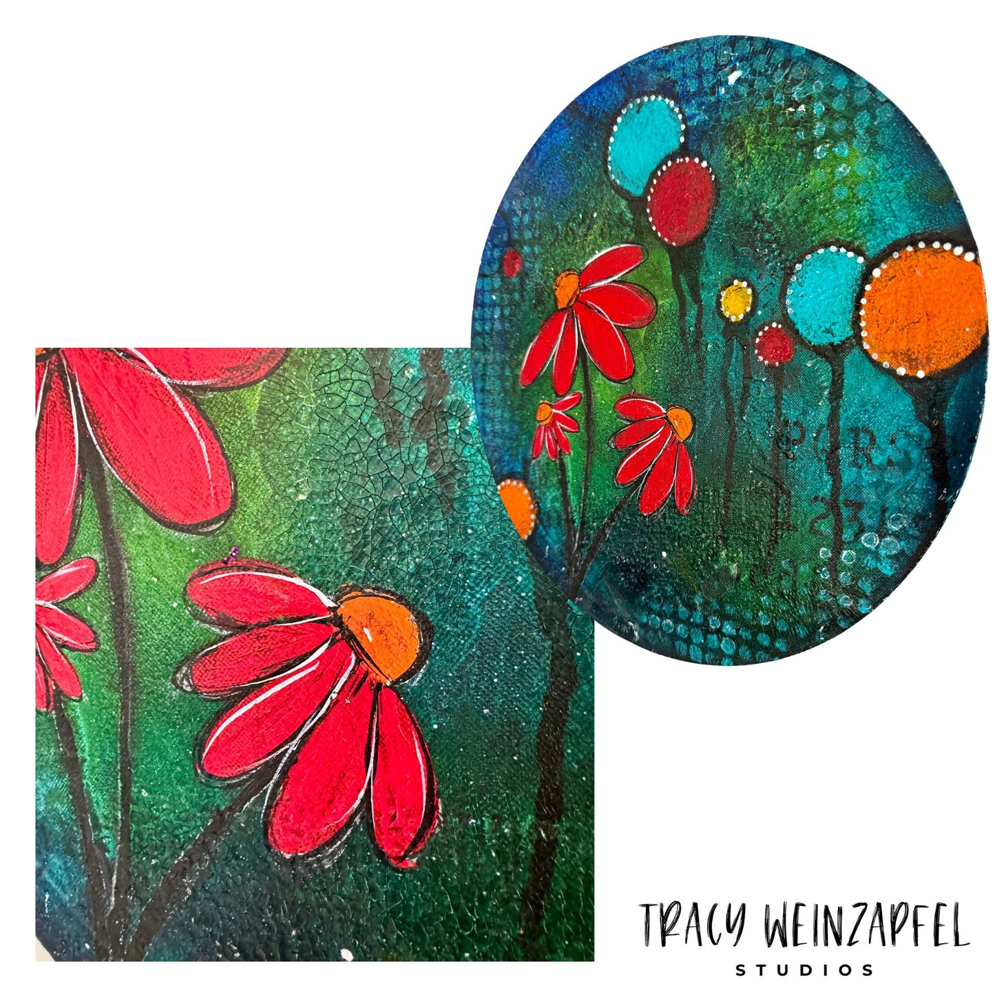 Blooming Celebration - 12" Round Canvas Panel