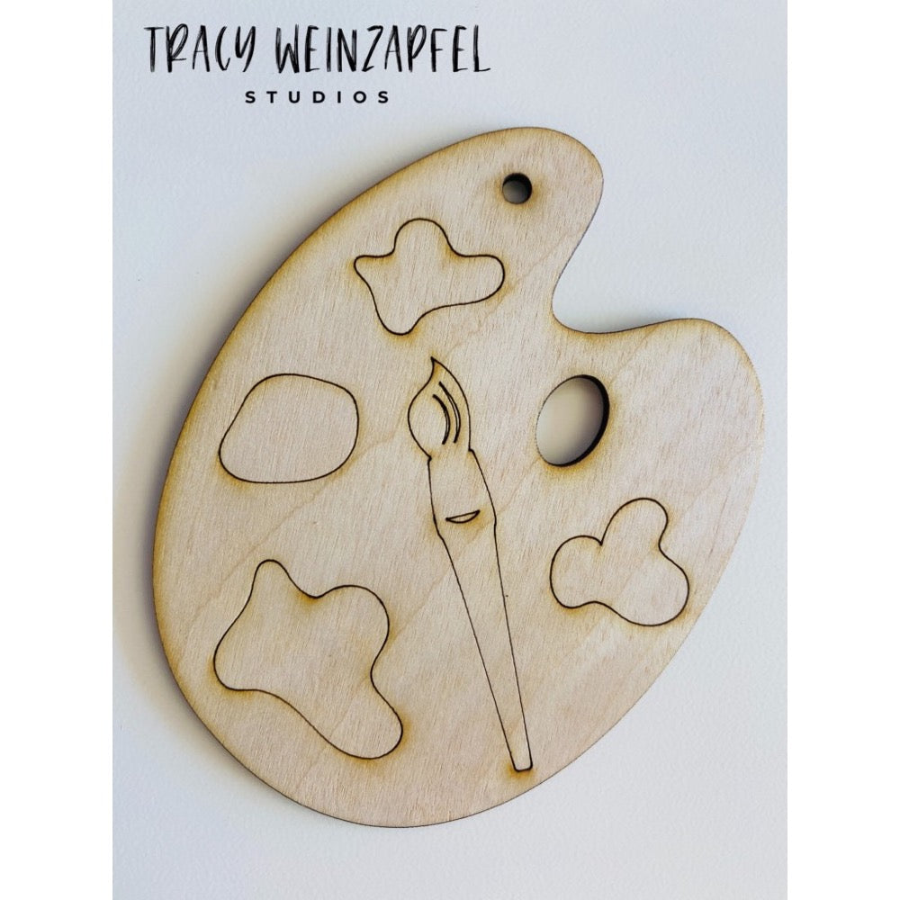 Wood Palette/Brush MDF Artist Ornament