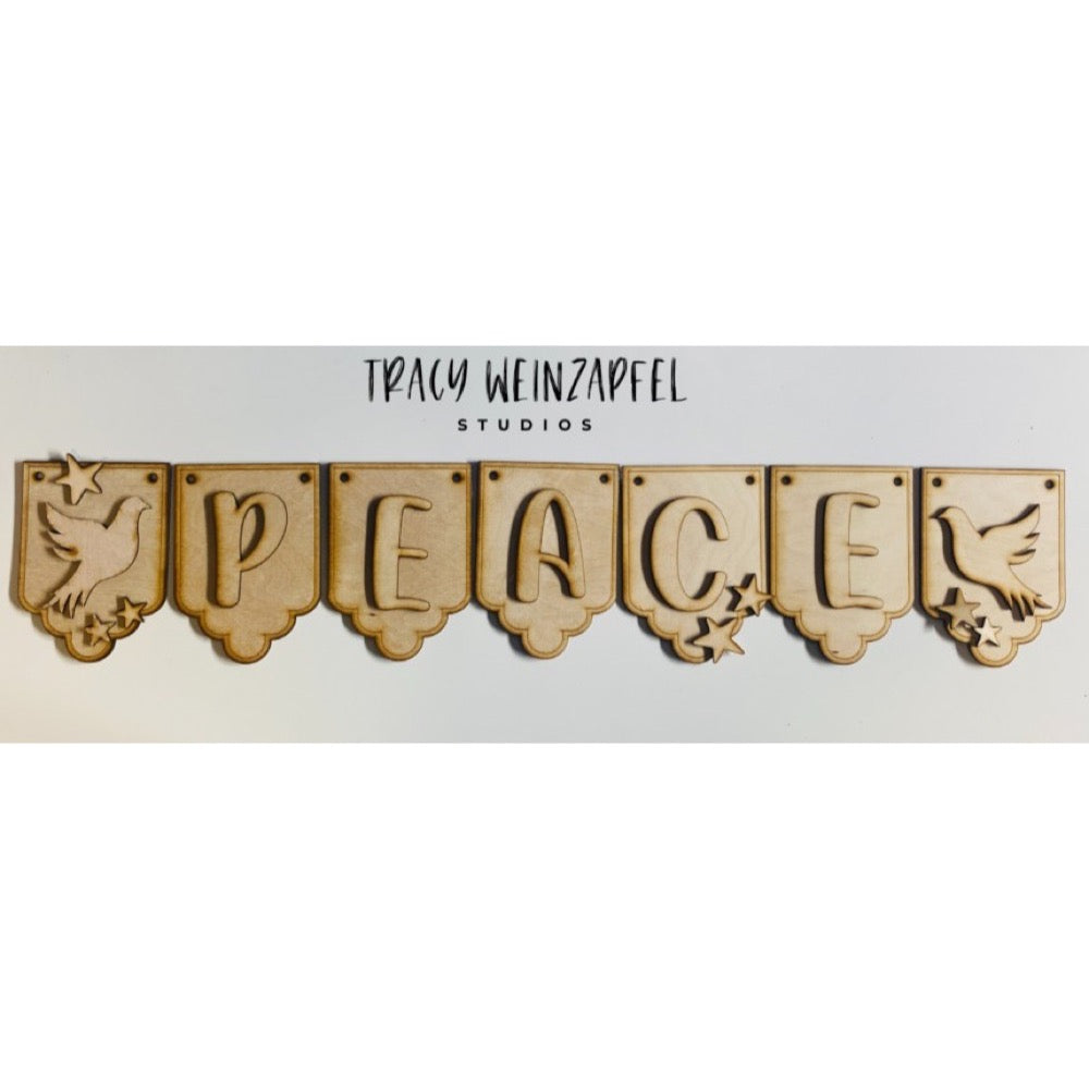 4" X 6" - 1/8" MDF Peace Banner Set