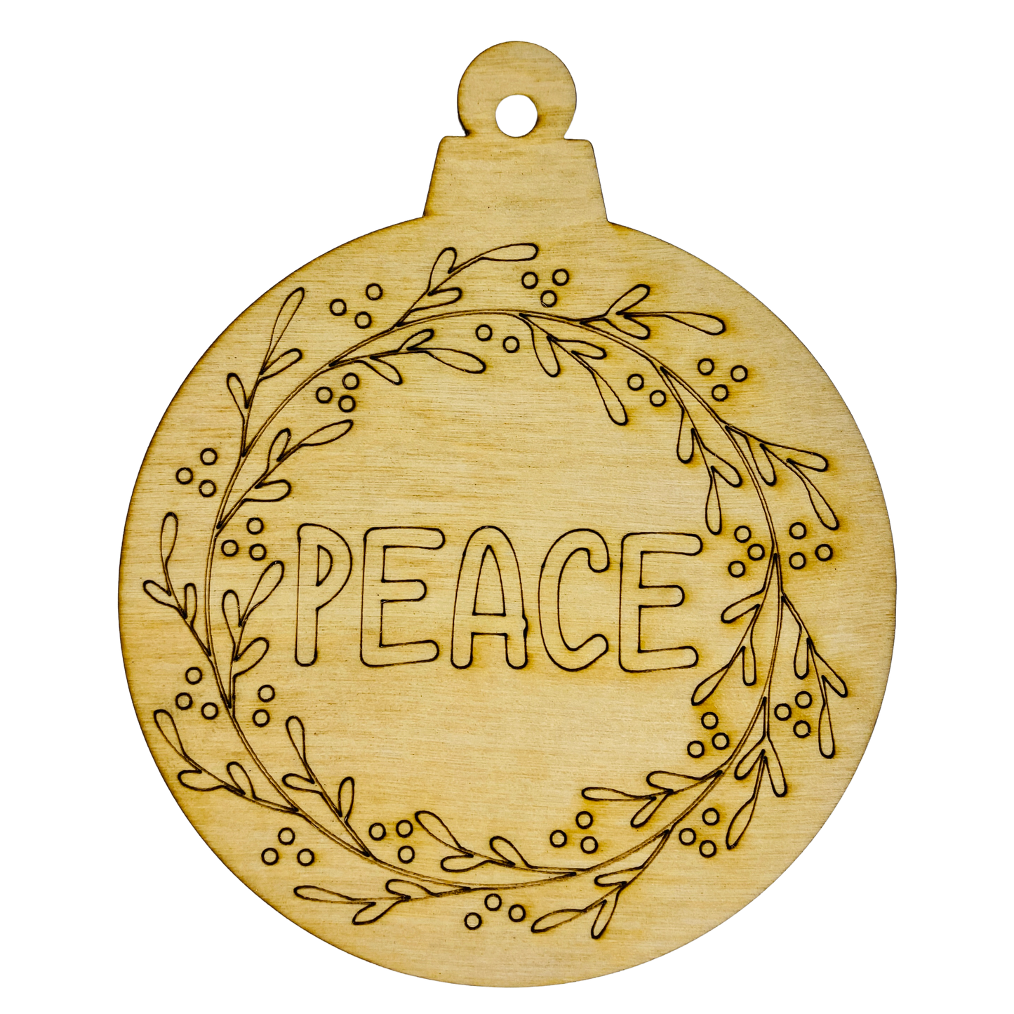 4" Wide 1/8" MDF Wood Ornaments - Peace