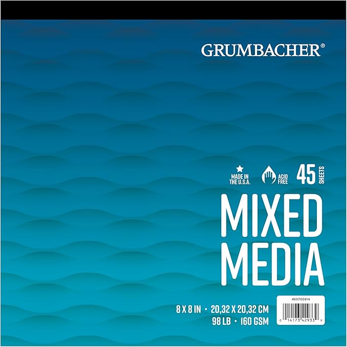 Grumbacher Mixed Media Fold Over Pad - 8" x 8", 45 Sheets