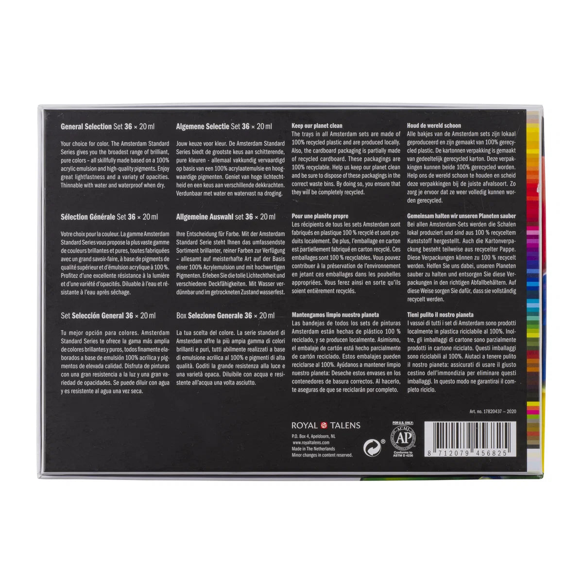Royal Talens Amsterdam Acrylics Standard Series - 72 X 20 ML General Selection Set