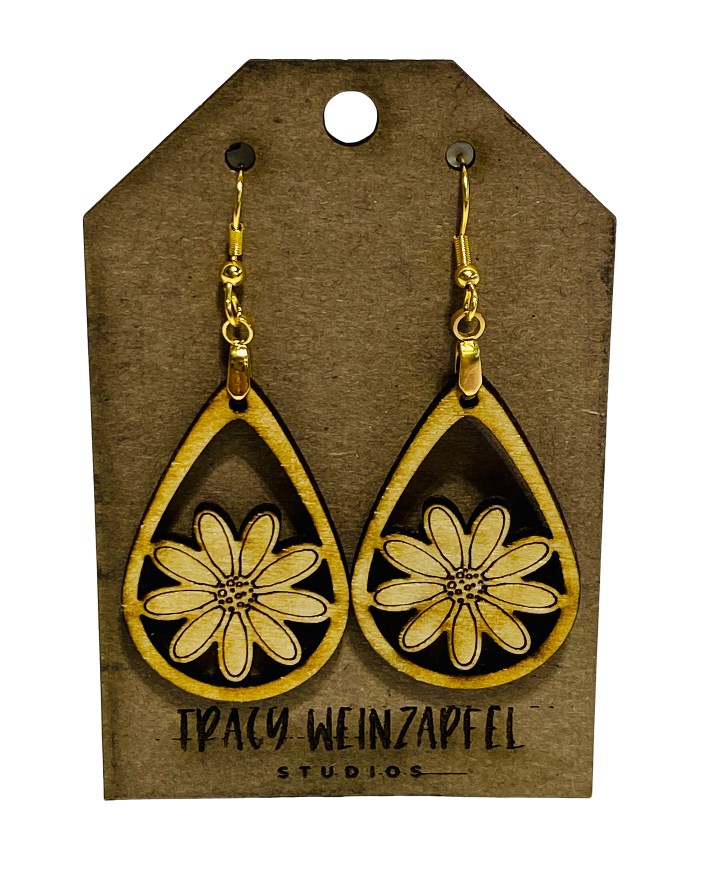 Daisy Wood Earrings - Unfinished