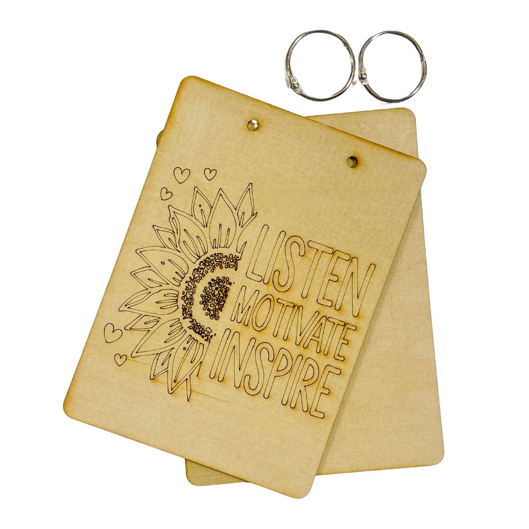 Listen, Motivate, Inspire - 5" X 7" Birch Wood Journal Covers