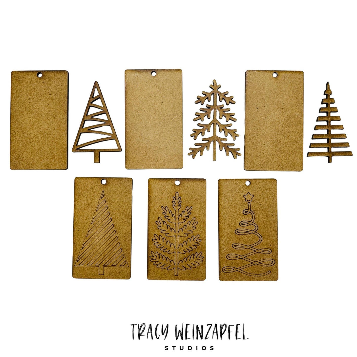 Holiday Tree Tag & Ornament Set – 6 Piece - 1/8" MDF