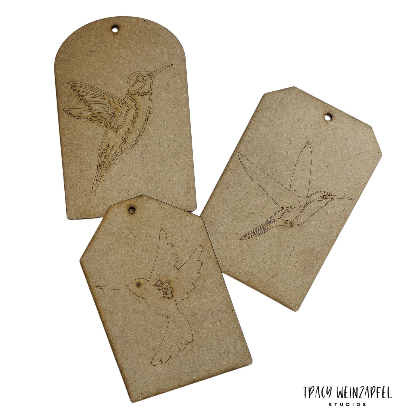 Tags - 5" X 7.5" - 1/8" MDF (Set of 3) - Hummingbirds