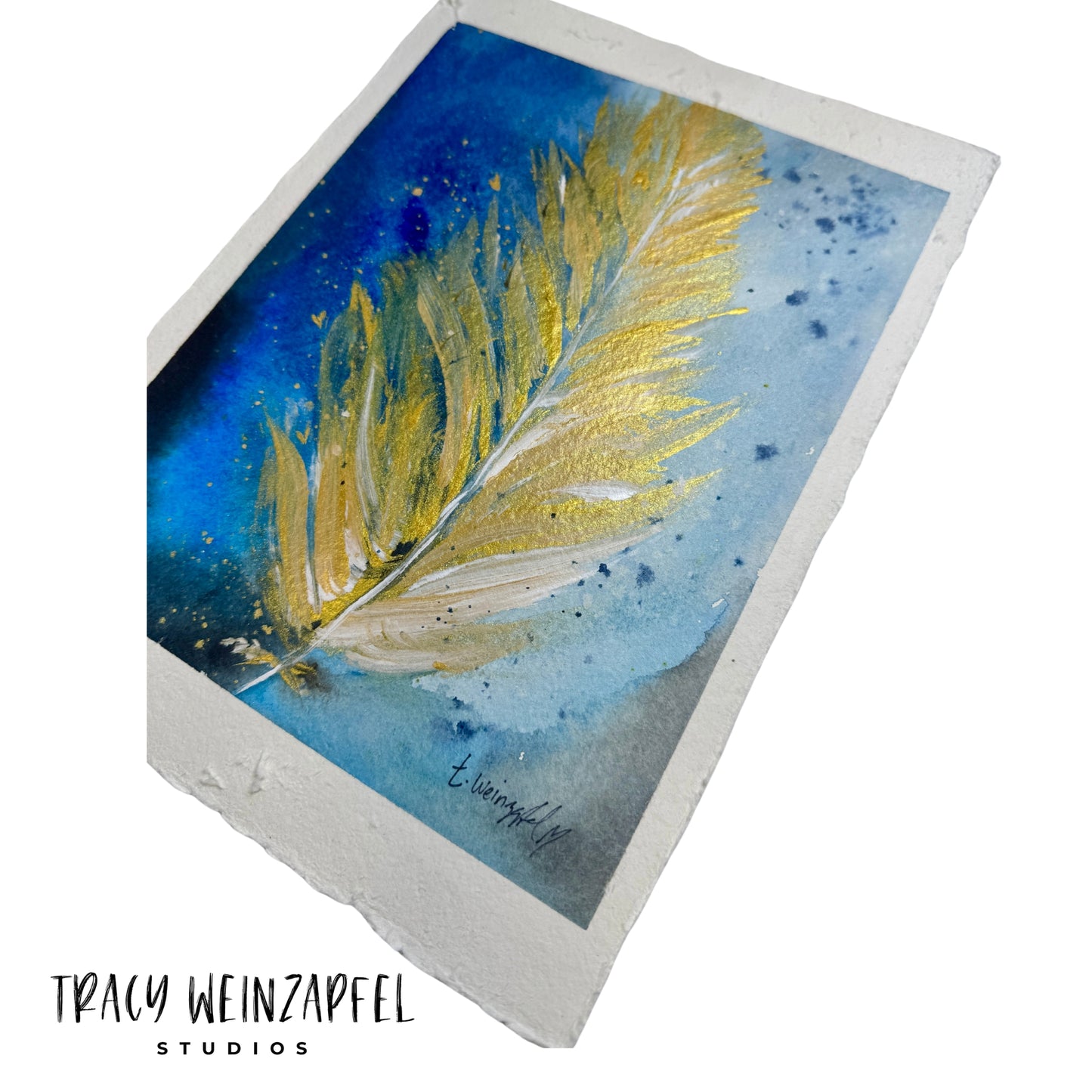 "True Blue" Feather 9 X 12 Watercolor