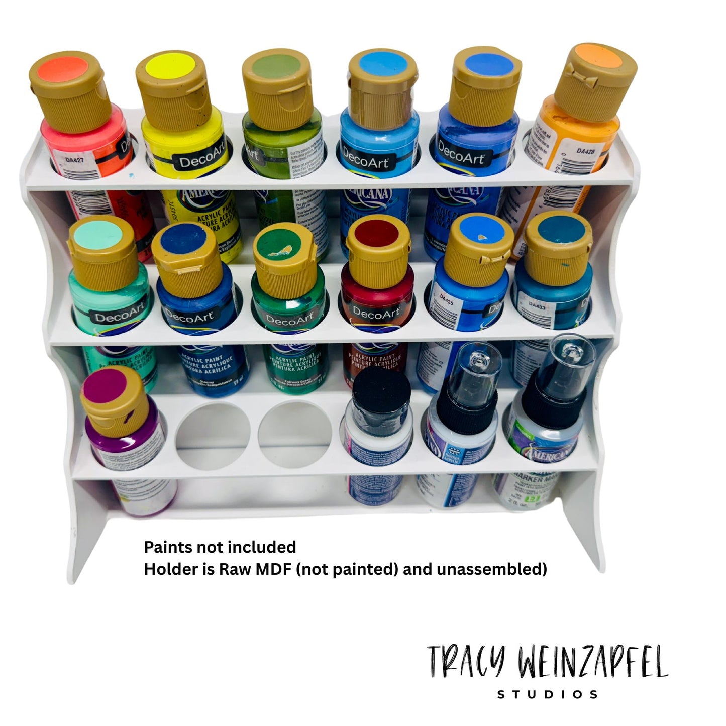 Paint Bottle Holder - 18 Paints MDF Organizer