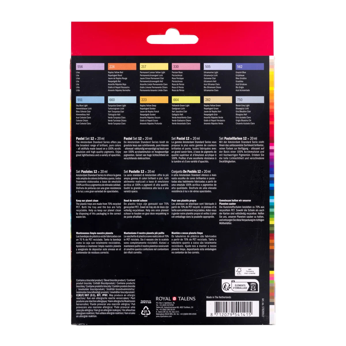 Royal Talens Amsterdam Acrylics Standard Series - 12 X 20 ML Pastel Set