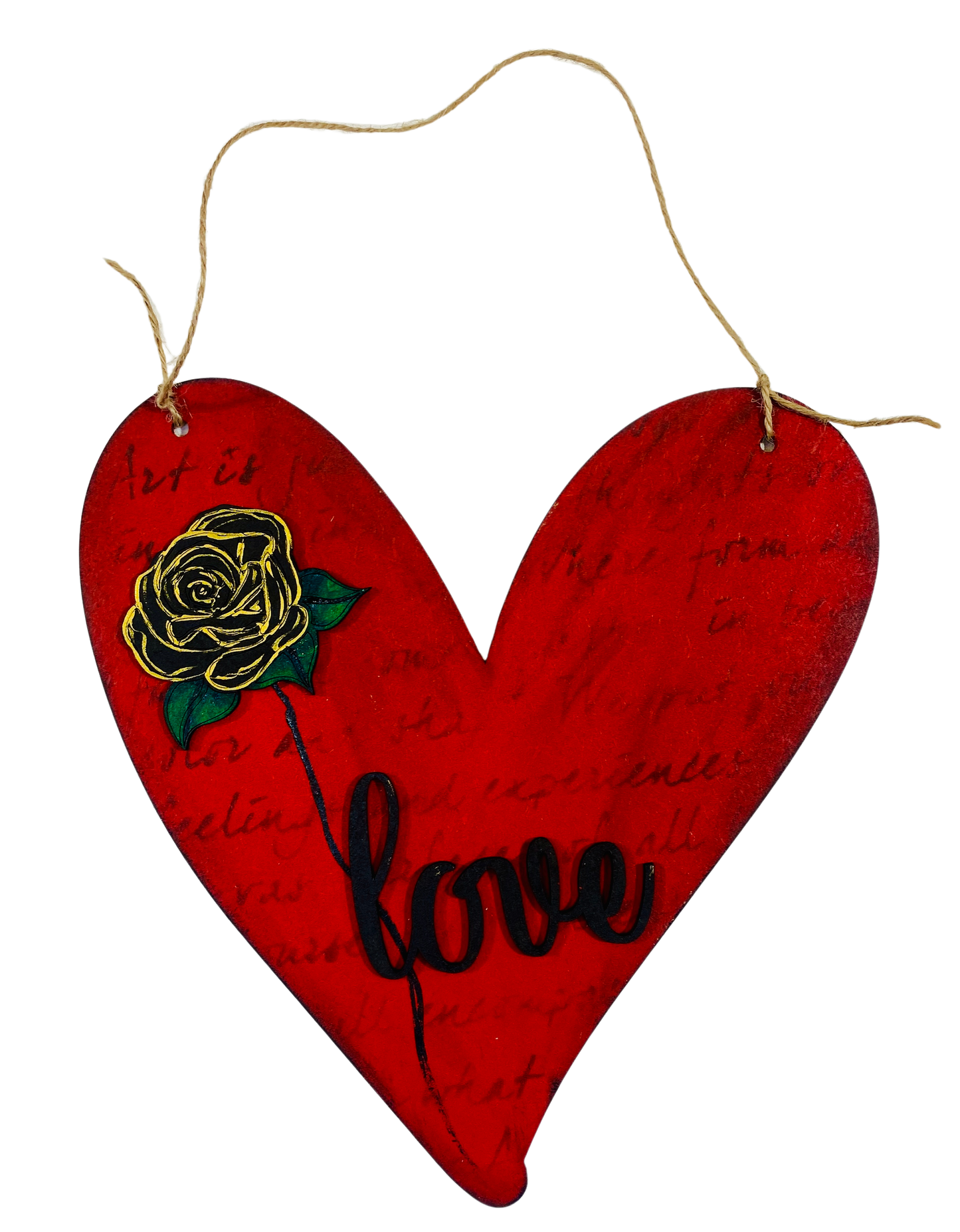 Primative Heart "Love" Sign/Door Hanger - Unfinished