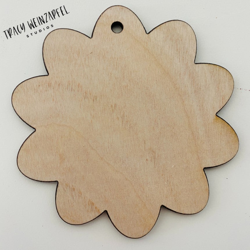 3.5" Wide 1/8" MDF Wood Ornaments - Flower