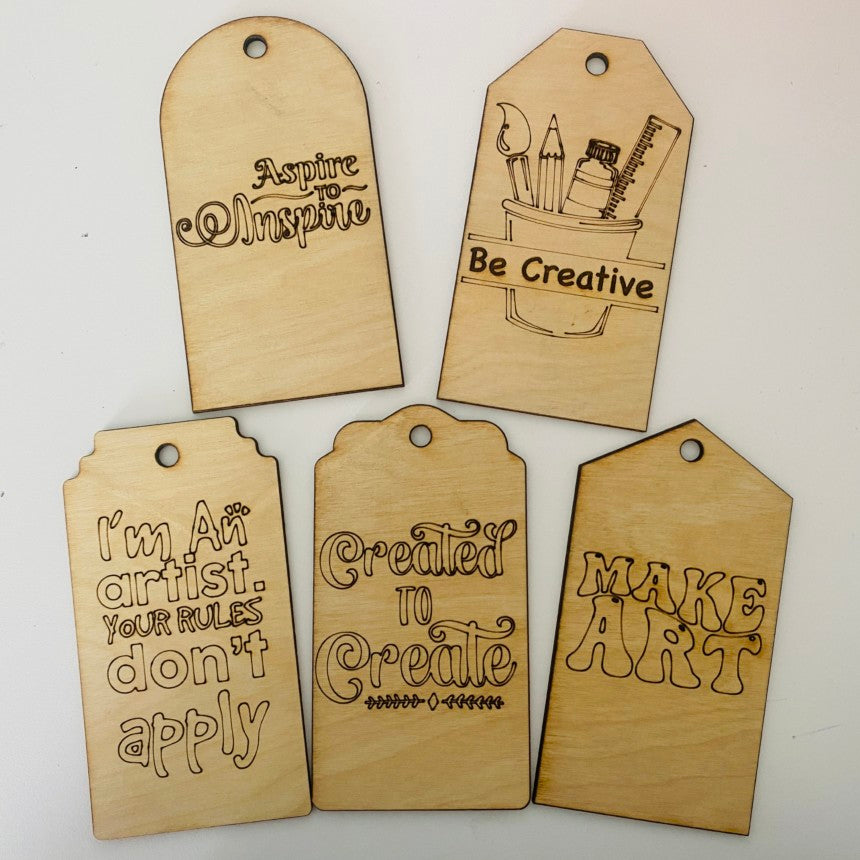 Artist MDF Wood Tags - Set of 5