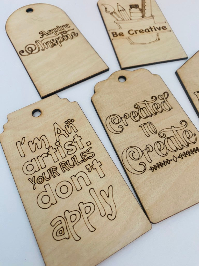 Artist MDF Wood Tags - Set of 5