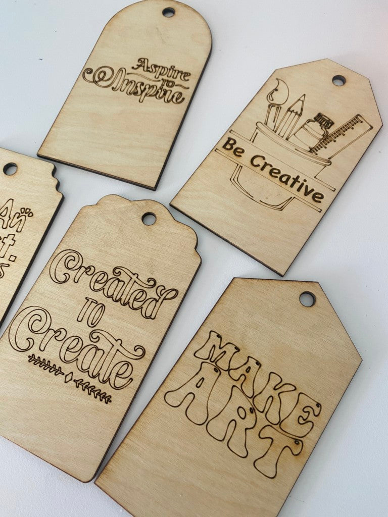 Artist MDF Wood Tags - Set of 5