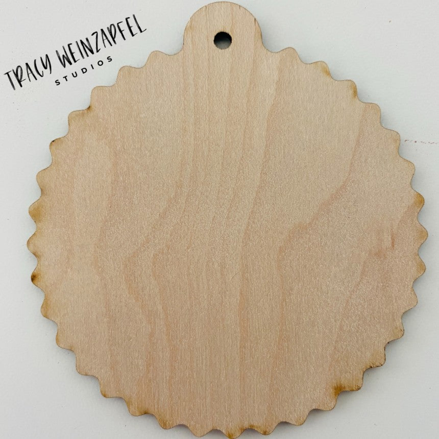 3.5" Wide 1/8" MDF Wood Ornaments - Scallop Round