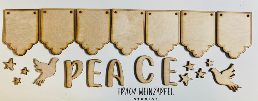 4" X 6" - 1/8" MDF Peace Banner Set