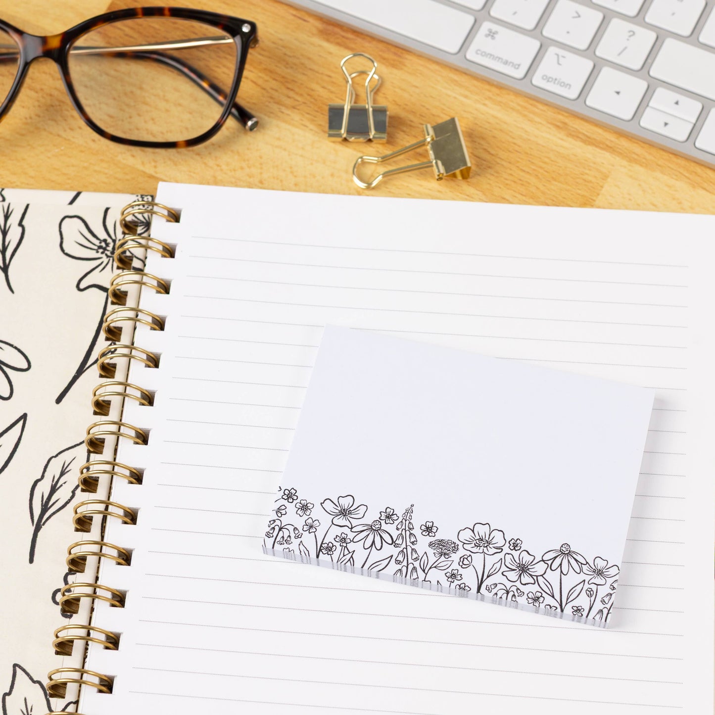 Pressed Floral Sticky Note, 4x3"