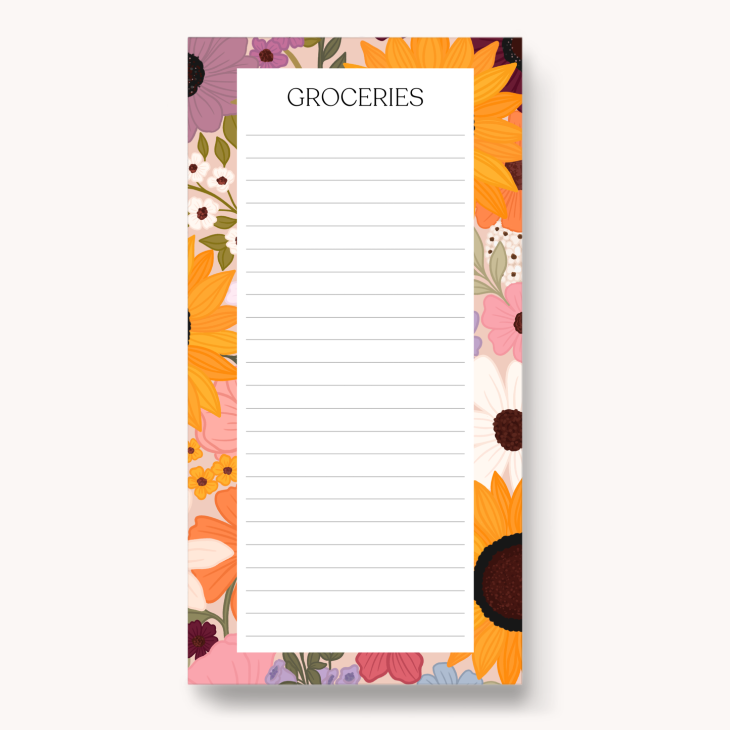 Floral Magnetic Grocery Notepad