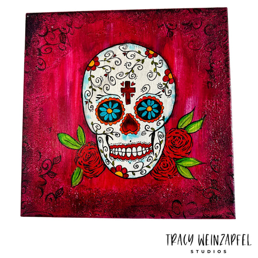 Sugar Skull #1 - 12" X 12" Canvas