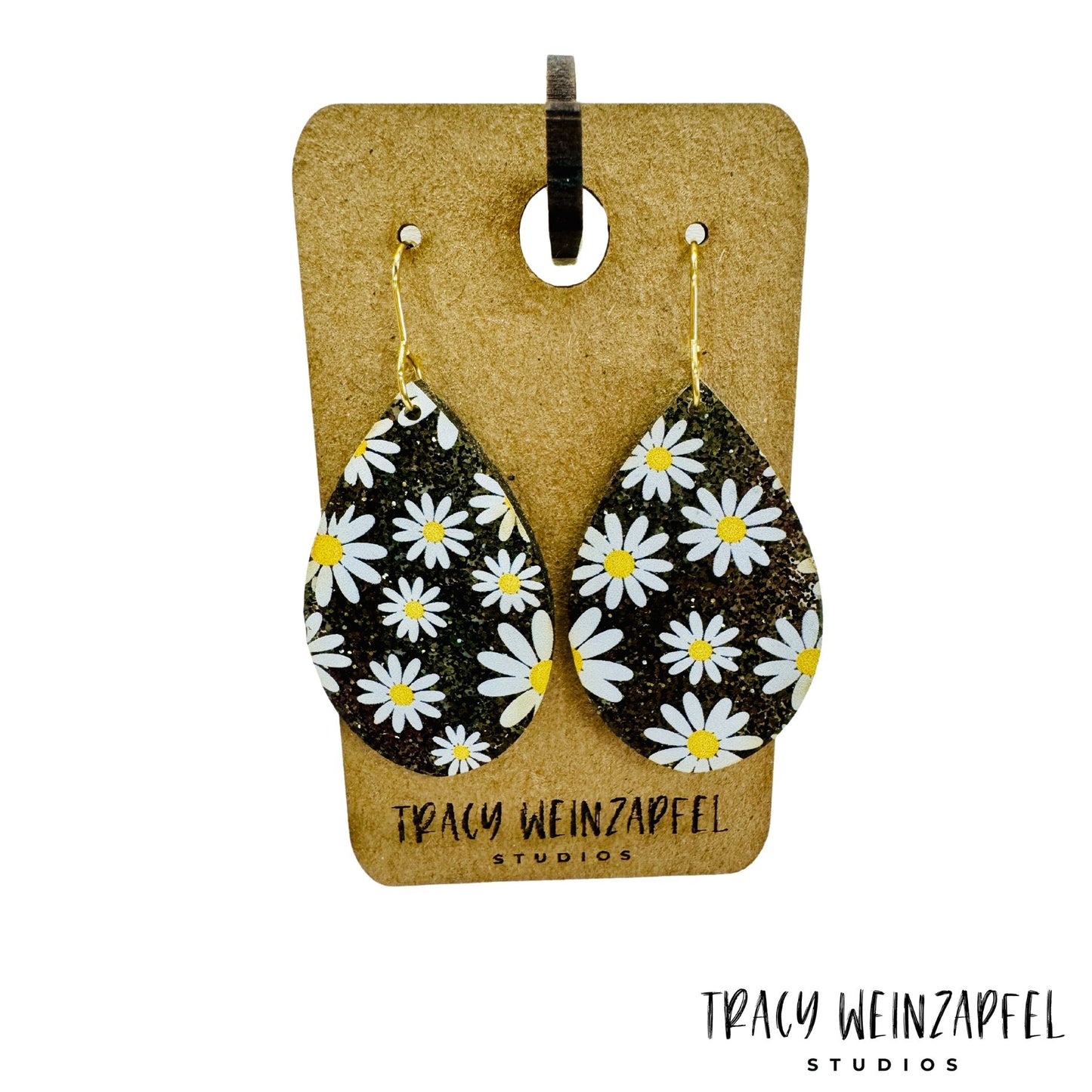 Teardrop Acrylic Earrings - Daisy Dreams Glitter