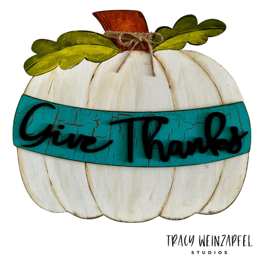 Give Thanks - 10.5 X 9.5 Wood Painted Sign