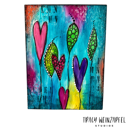 Hearts in Bloom - 9 X 12 Canva Art Board