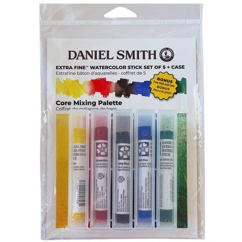 Daniel Smith Extra Fine Watercolor Stick - Set of 5 plus Case (Core Mixing Palette)