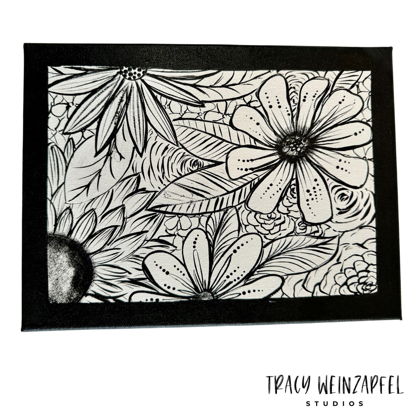 Monochromatic Blooms - 12 X 9 Canvas