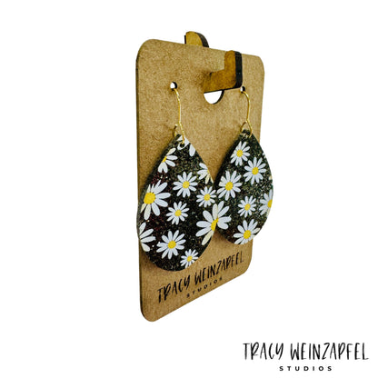 Teardrop Acrylic Earrings - Daisy Dreams Glitter