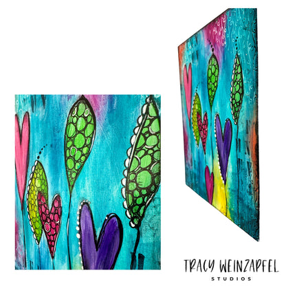 Hearts in Bloom - 9 X 12 Canva Art Board