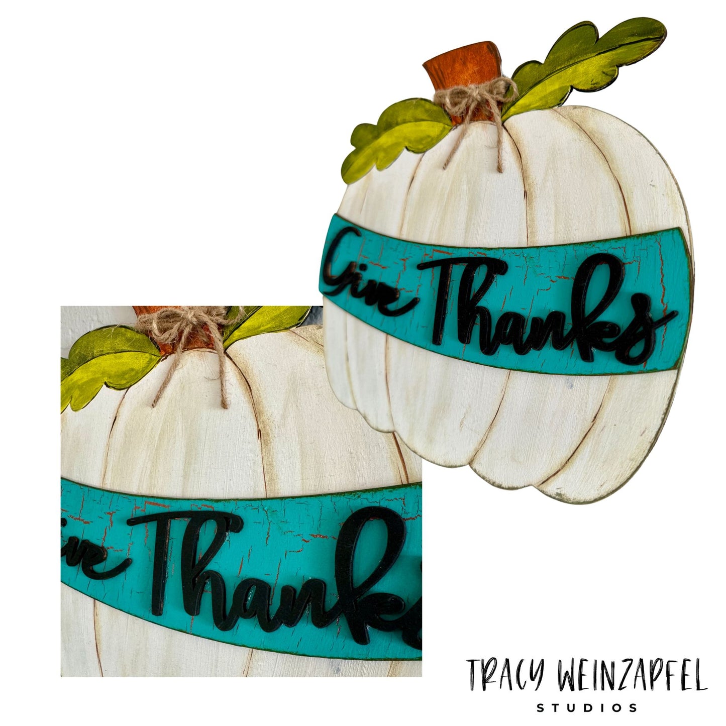 Give Thanks - 10.5 X 9.5 Wood Painted Sign – Tracy Weinzapfel Studios, Inc.