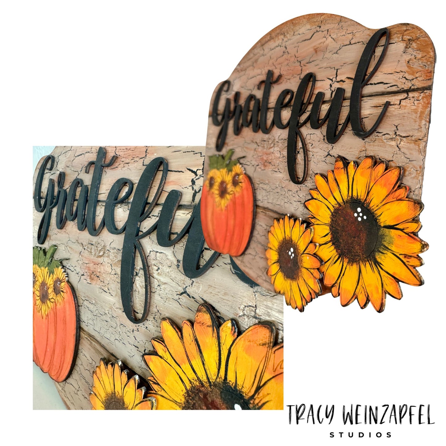 Grateful Harvest - 12 X 10 Wood Painted Sign w/ Stand