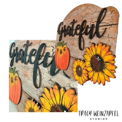 Grateful Harvest - 12 X 10 Wood Painted Sign w/ Stand