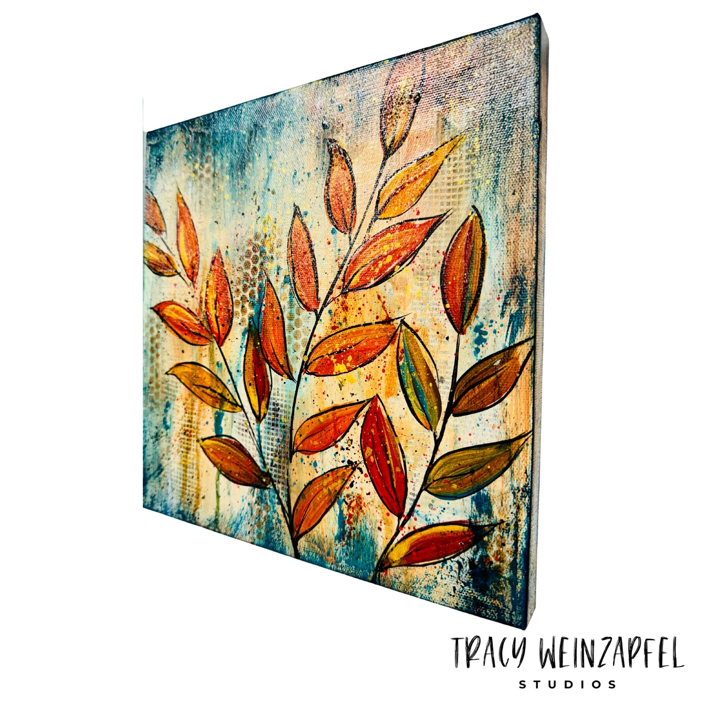 Golden Hues of Autumn- 10 X 10 Canvas Mixed Media