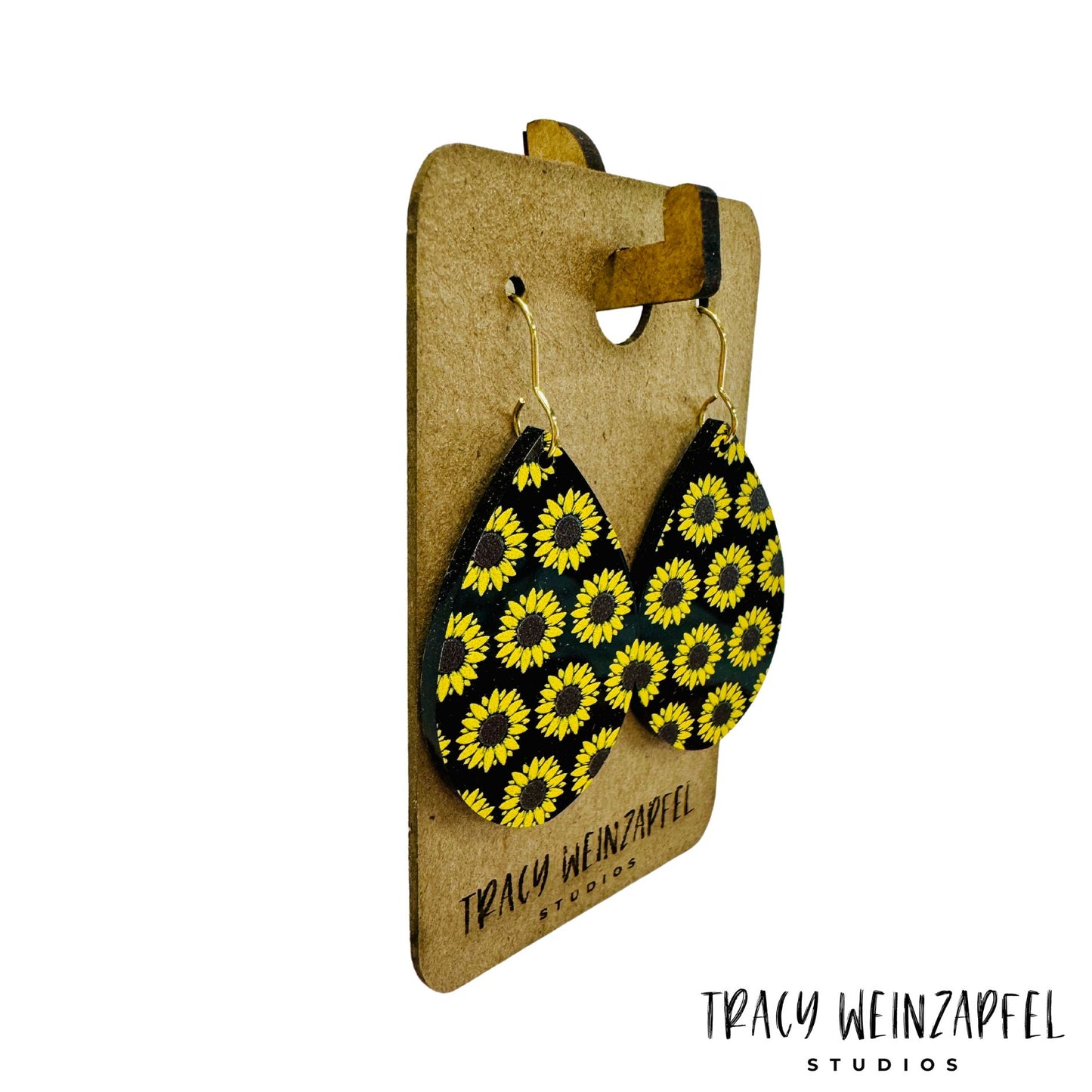 Teardrop Acrylic Earrings - Sunny Sunflowers