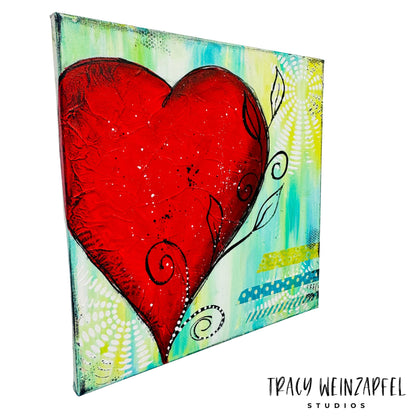 Heart of Whimsy- 12 X 12 Canvas Mixed Media