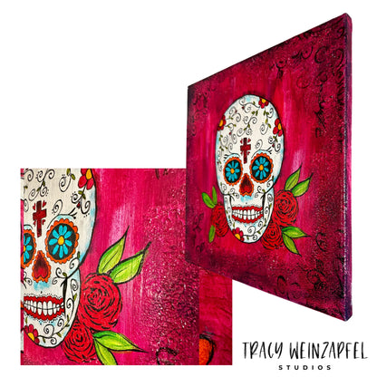 Sugar Skull #1 - 12" X 12" Canvas