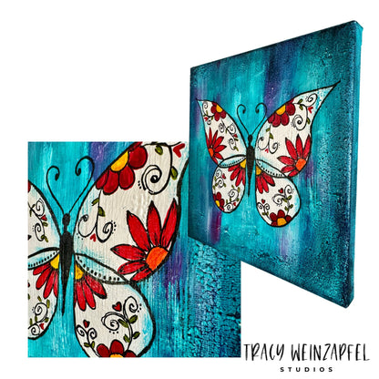 Floral Wings (Butterfly) - 8 X 8 Canvas