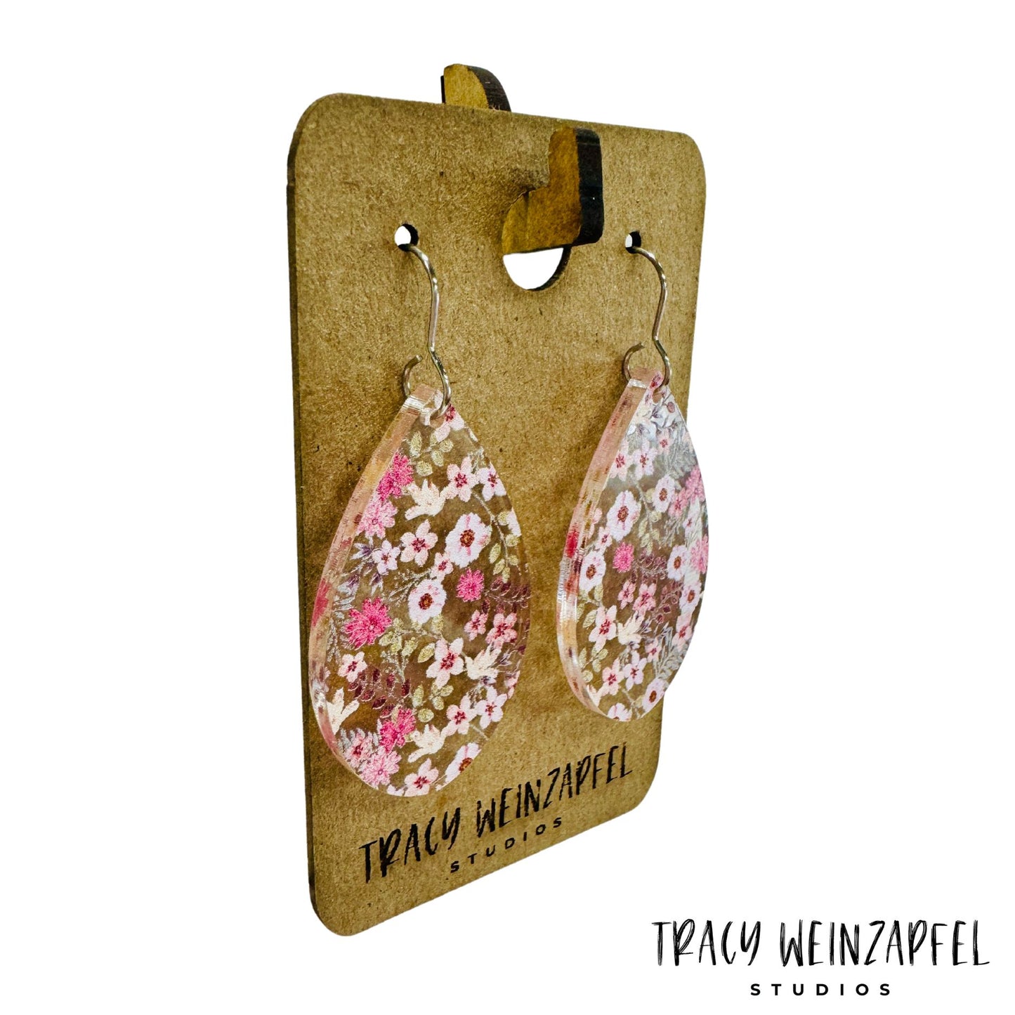 Teardrop Acrylic Earrings - Blossom Garden