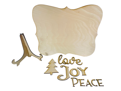Joy Peace or Love Sign with Stand - Unfinished