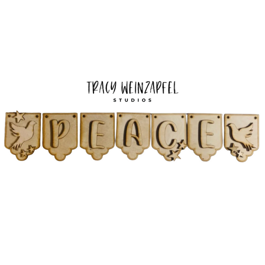 4" X 6" - 1/8" MDF Peace Banner Set