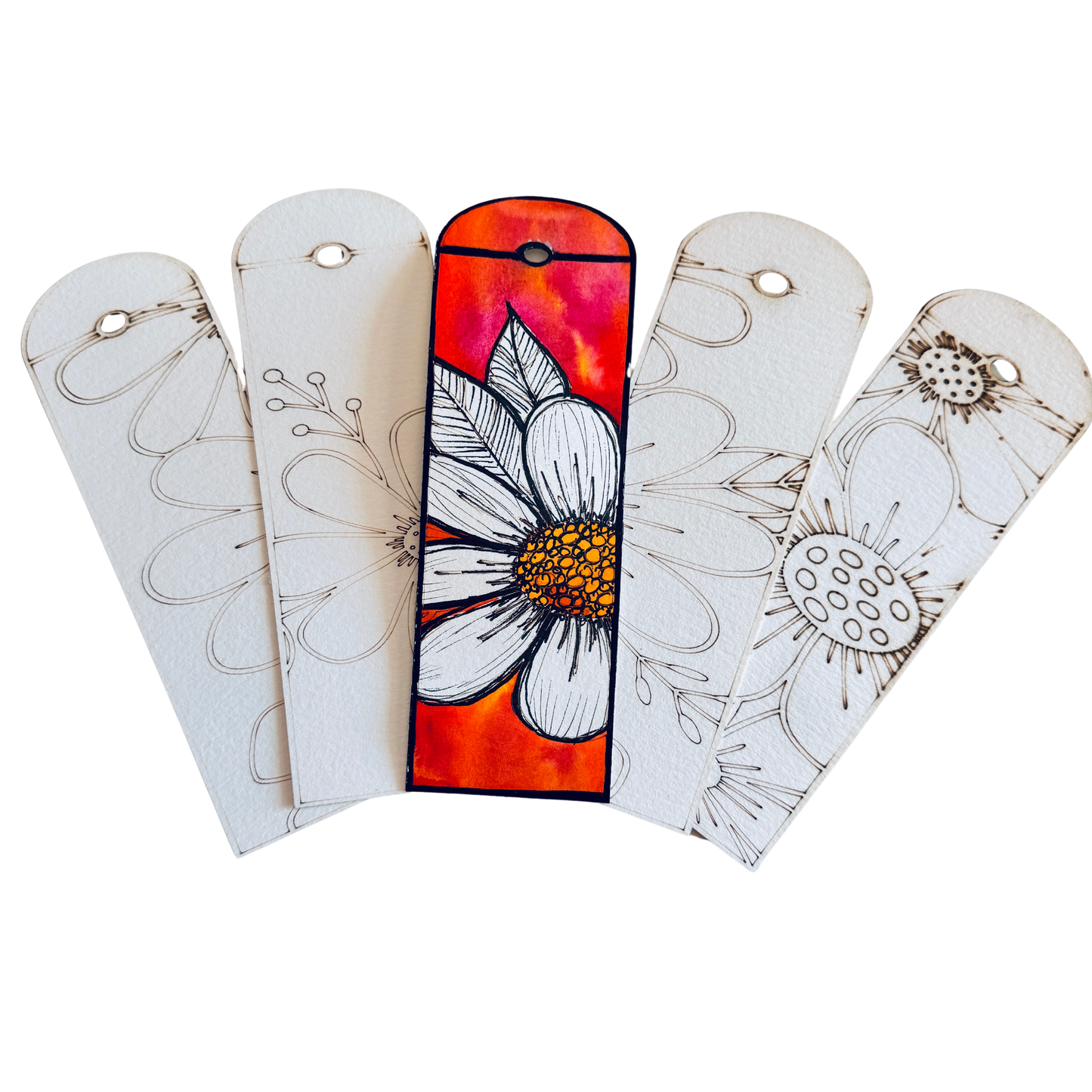 Watercolor Floral Bookmarks - Set of 5