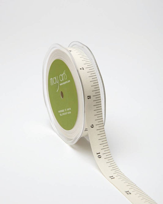 3/4" Tape Measure Print 100% Cotton Ribbon - 1 Yard