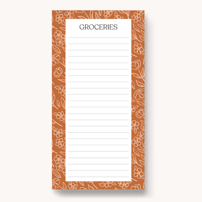 Floral Magnetic Grocery Notepad