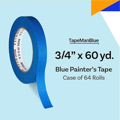 Blue Painter's Tape 3/4 Inches x 60 Yards - 1 Roll
