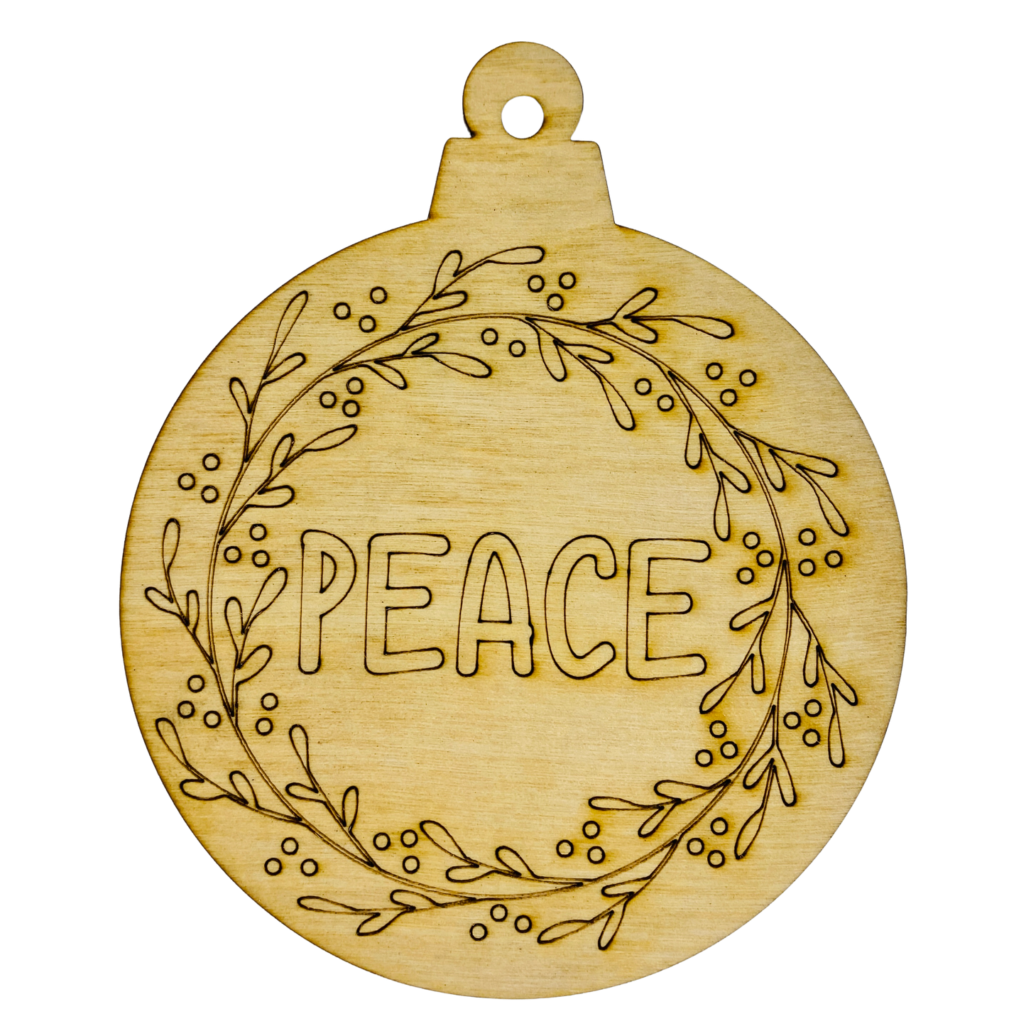 4" Wide 1/8" Birch Wood Ornaments - Peace