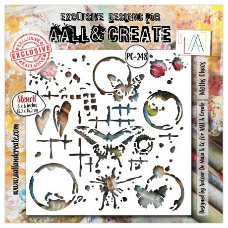 AALL And Create Stencil 6"X6" - Moth Chaos