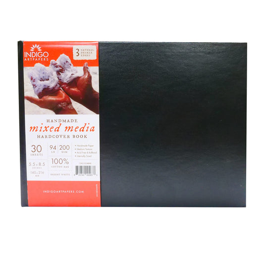 Indigo Handmade Paper Mixed Media 100% Cotton Hard Bound Journal - 5.5 X 8.5"